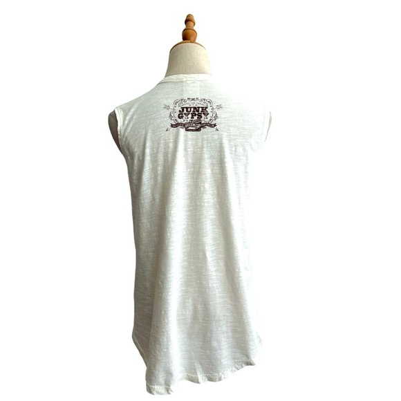 Junk Gypsy I Left My Heart In Round Top Cream Brown Graphic Tank Top Size Small - Picture 4 of 9